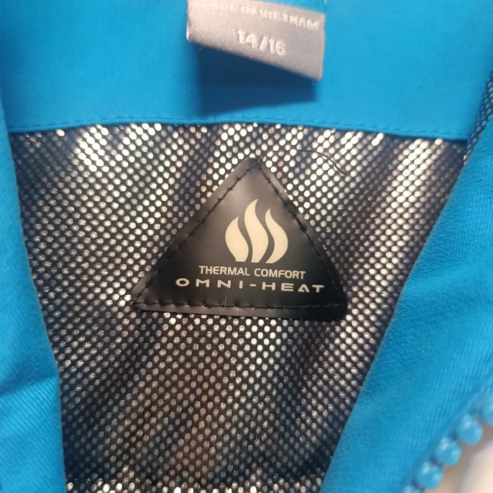 Columbia Titanium Omni-Tech Youth 14/16‎ Blue/White Omni-Heat Waterproof FLAW